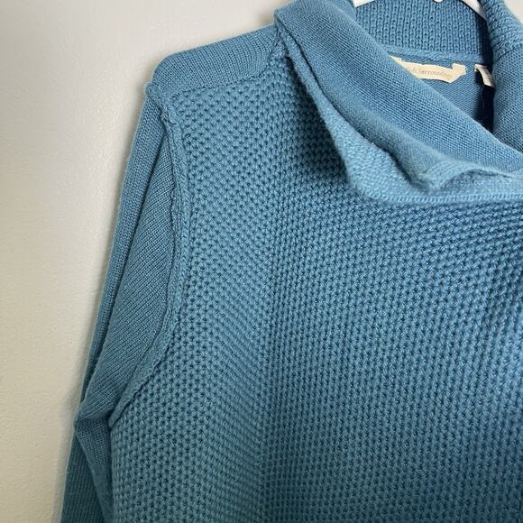 Soft Surroundings Women Waterfall Open Front Cardigan Ruffle Teal Sz L Wool Blen - Picture 8 of 16